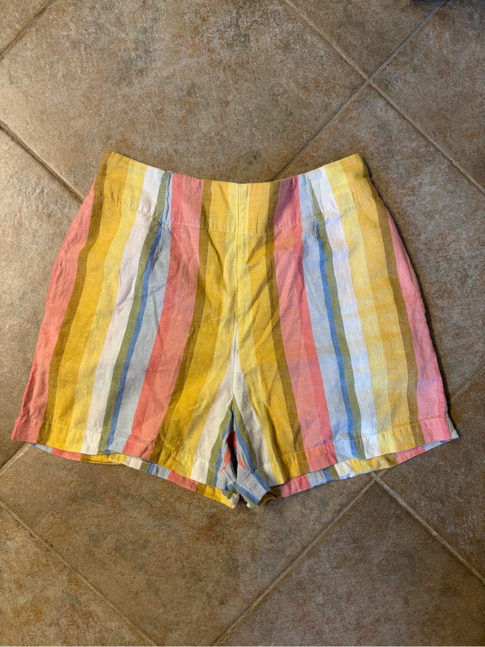 Billabong Women’s Striped Pull-On Shorts — Yellow, Pink, Blue